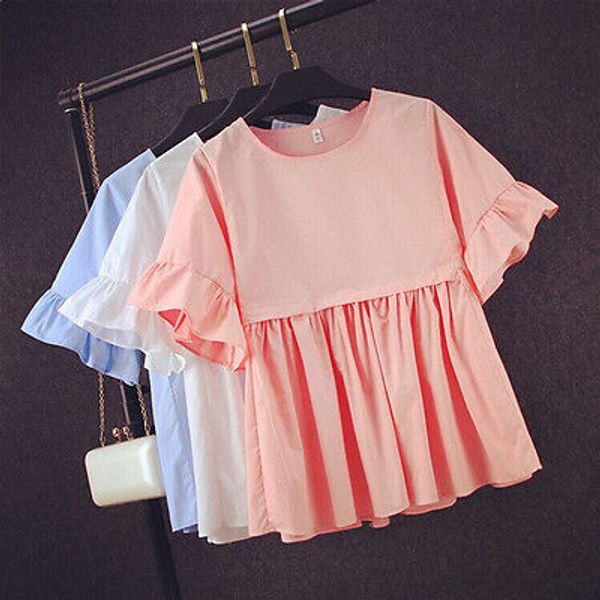 

wholesale- basic shirt women short sleeve womens 2016 summer tee shirts korean style blouse cotton new plus size blause, White