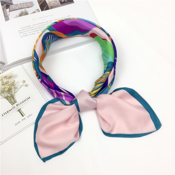 

60*60cm print flower silk women scarf square paisley hijab skinny retro head neck hair tie band foulard ladies shawl scarves