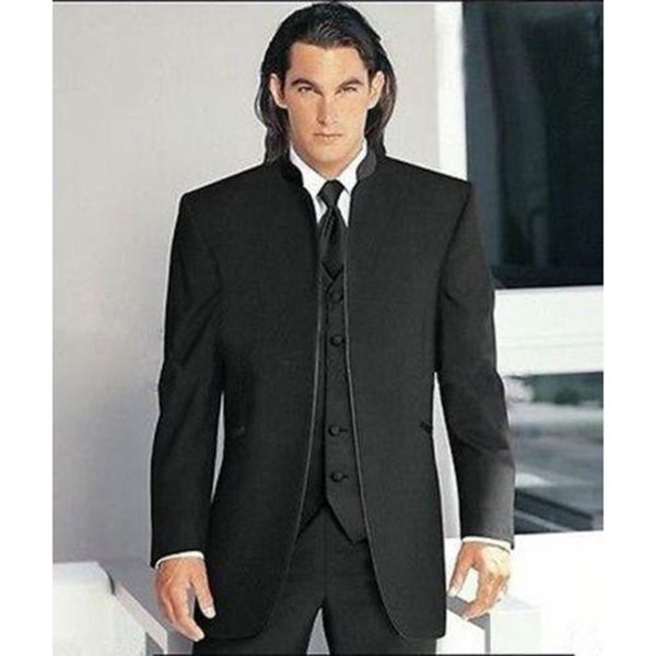 

new selling groom men suit tuxedos black mandarin lapel man groomsman mens wedding suits prom/form/bridegroom, White;black