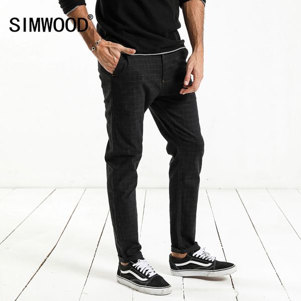 X SIMWOOD 2018 Spring New Check Plaid Pants Uomo Smart Casual Slim Fit Pantaloni di alta qualità Plus Size Abbigliamento di marca XC017052