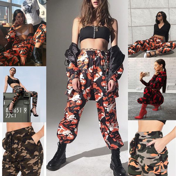 2018 Summer New Style Fashion Women Camo Cargo Trousers Casual Pants  Army Combat Camouflage Jeans