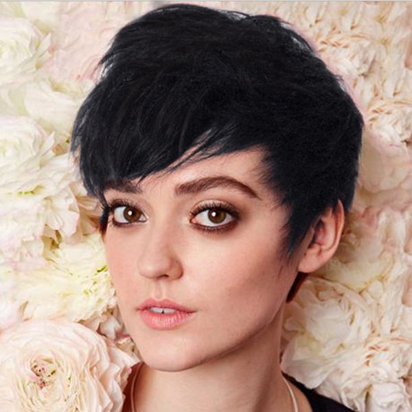 Wholesale Hot Short Cut Straight Black Simulation Human Hair Short