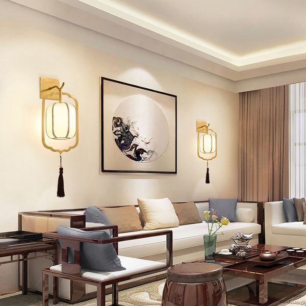 

new chinese wall lamp all copper aisle staircase lights bedroom study room wall lights chinese style living room wall lamp classical light