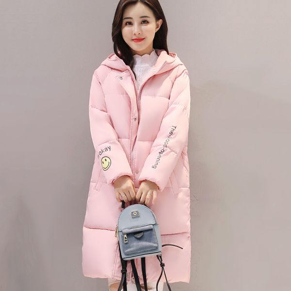 

hooded warm cotton padded womens coat parka solid color outerwear for women winter jacket long casaco feminina inverno, Black