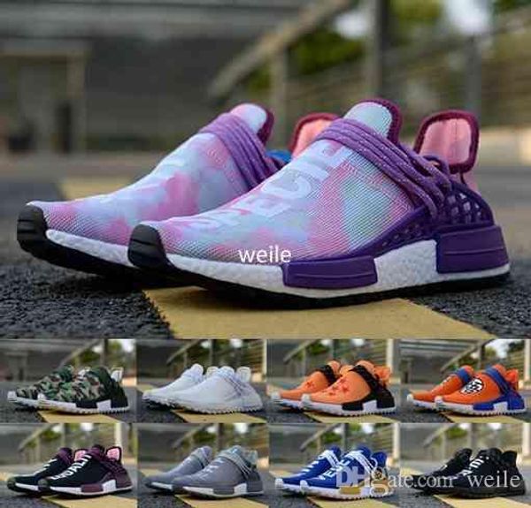 

2018 new human race мужчины женщины кроссовки pharrell williams белый бланк холи human races мужские кроссовки спортивные кроссовки размер e, White;red
