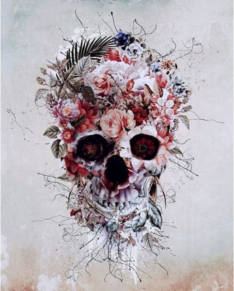

Full Square/Round Drill 5D DIY Diamond Painting "Skull and flower" Embroidery Cross Stitch Mosaic Home Decor Art Experience toys Gift A0037