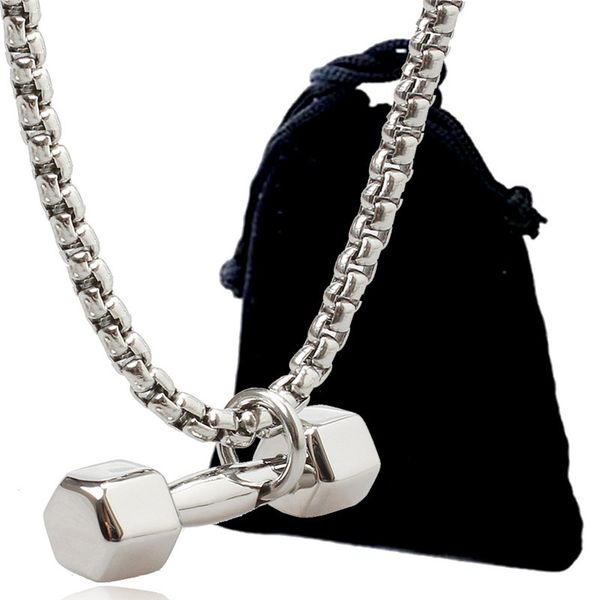 

men's necklace fitness dumbbell barbell pendant europe and the united states fitness jewelry wholesale, Bronze;silver