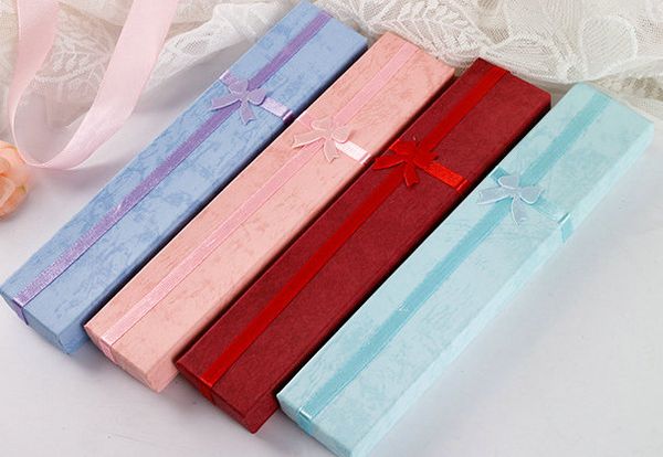 

24pcs/lot elegant bowknot long necklace bracelet display storage case jewelry gift box, Black;white