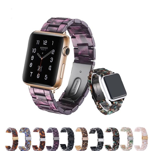 

crested imitation ceramic strap band 3/2/1 42mm/38mm iwatch bracelet wrist belt watch accessories watchband, Black;brown