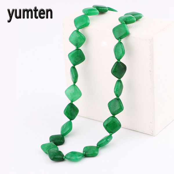 

yumten jasper necklace power square natural stone crystal women jewelry necklaces tesbihteen wolf rainbow pearl necklacecolar, Silver