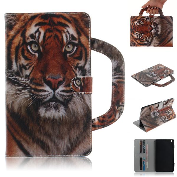 

чехол для планшета huawei mediapad m3 lite 8.0 дюймов ручка откидная крышка подставка кожаный кошелек цветной рисунок тигр лев волк коке