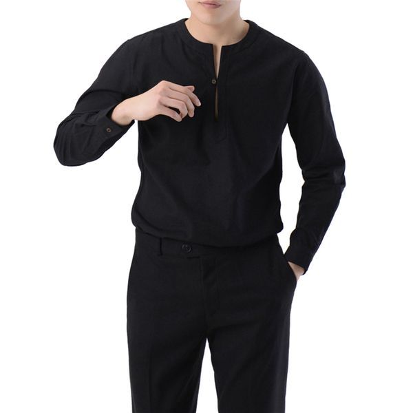 

new men's cotton shirt, long sleeves manly shirt, a button casual men's shirt, White;black