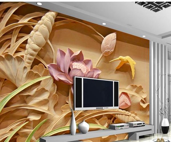 

резьба по дереву lotus mural tv фон стены фон живопись обои обои home decor дизайнеры
