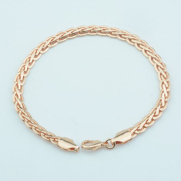 

5mm women men 585 rose gold color weaving bracelets chains 20cm, Black