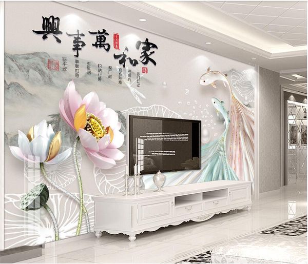 

3d room wallpaper custom p non-woven mural lotus goldfish home and everything 3d tv background wall murals wall wallpaper for walls 3 d