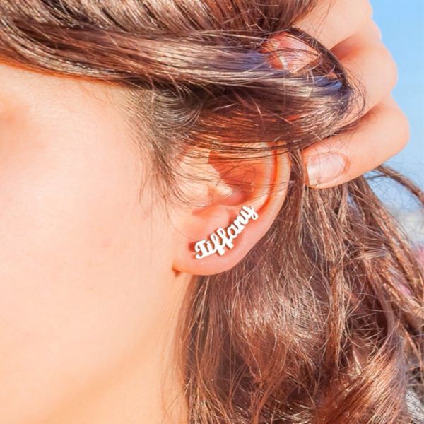 

seafai initial custom name earring in earrings in handmade personalized rose gold boucle d'oreille perfect gift for friend, Golden;silver