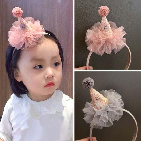 Korean Kids Girls Birthday Hair Bow Cute Birthday Hat Sequin Gauze