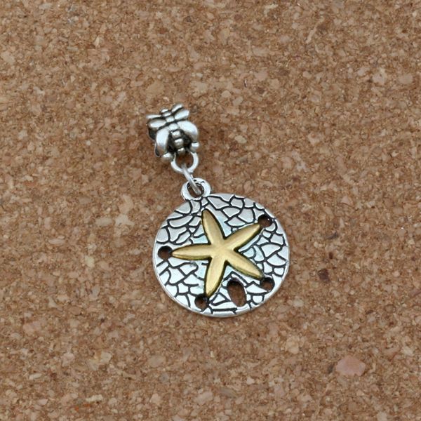 

50pcs/lot dangle lovely starfish alloy charm big hole beads fit european charm bracelet jewelry 19.8x34.5mm a-288a, Bronze;silver