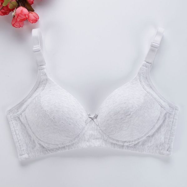 

women no steel ring thick mold cup cotton sports yoga bra adjustable shoulder strap lace decoration, White;black