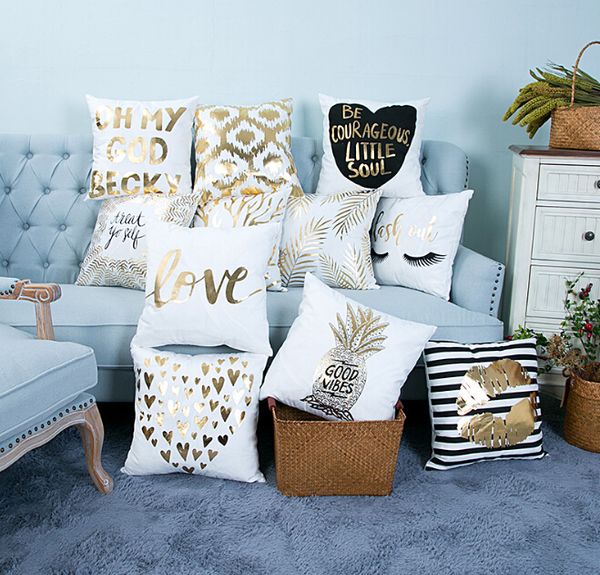 

bronzing decorative pillows cover cushion case geometric printed home decorative pillow cover pillowcase for sofa seat