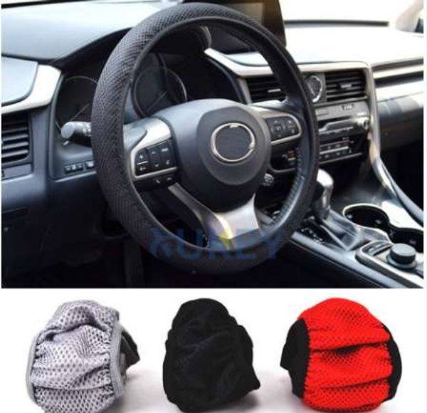 1 pc carro respirável auto elástico handmade skid à prova de volante capa para uso de verão não deslizamento 38cm preto / vermelho / cinza legal