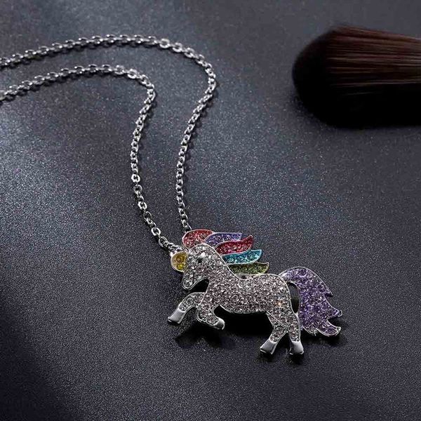 

unicorn necklaces & pendants trendy for women baby gifts for girls rainbow animal necklace, Silver