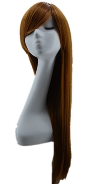 

fei-show wig synthetic long straight yellow blonde wigs heat resistant fiber female peruca cosplay women picture color hairpiece, Black