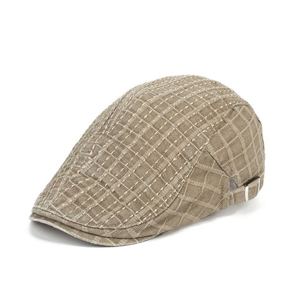 

summer breathable striped solid color casual flat caps vintage visor classical newsboy hat sun hats for men, Blue;gray