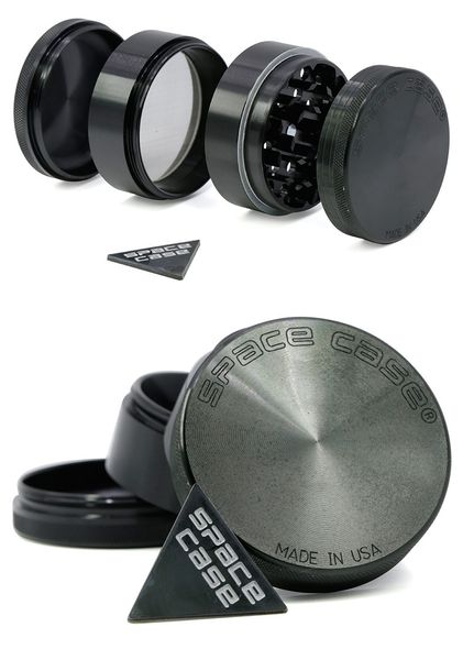 

cnc grinder 2.5inch 4pc black space case grinder large aluminum herb tobacco grinder for smoking dry herb