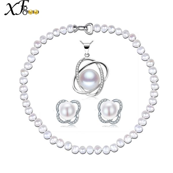 

xf800]pearl jewelry sets for women fine jewelry natural baroque freshwater pearl necklace 5 piece wedding party t246, Black
