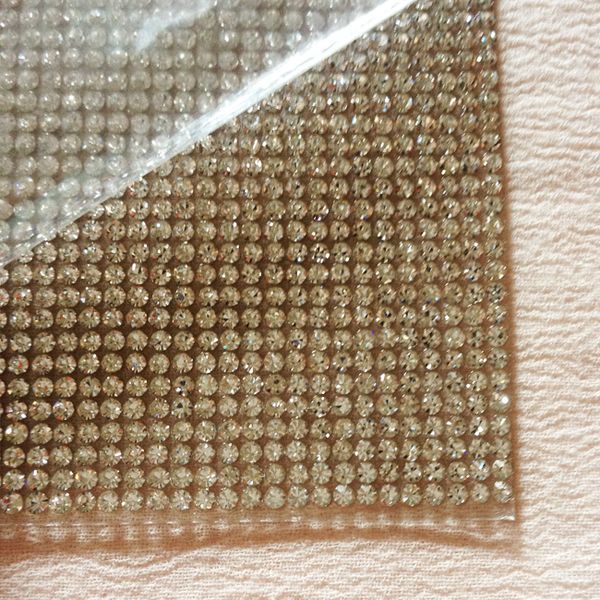 Wholesale Ss6 2mm Super Bling Clear Rhinestone Adhesive Mesh