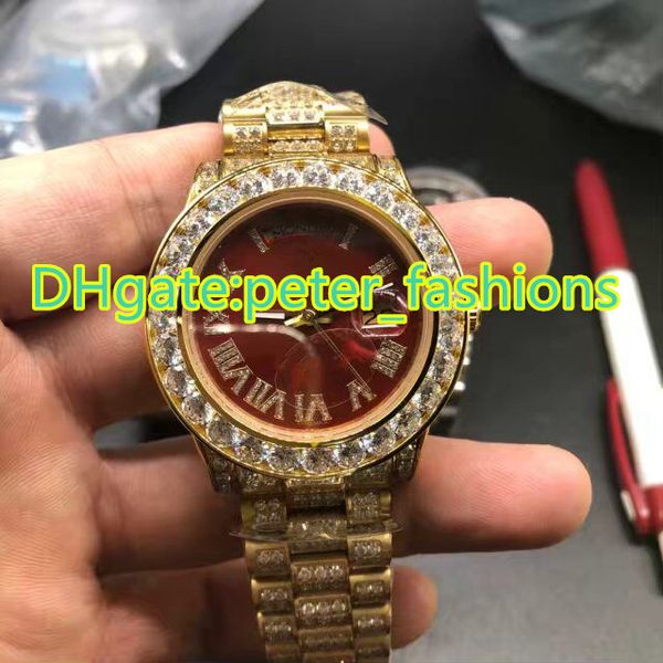 

Gold diamond luxury brand men 039 watch red face hip hop rap tyle fa hion boutique on watche automatic mechanical waterproof watche