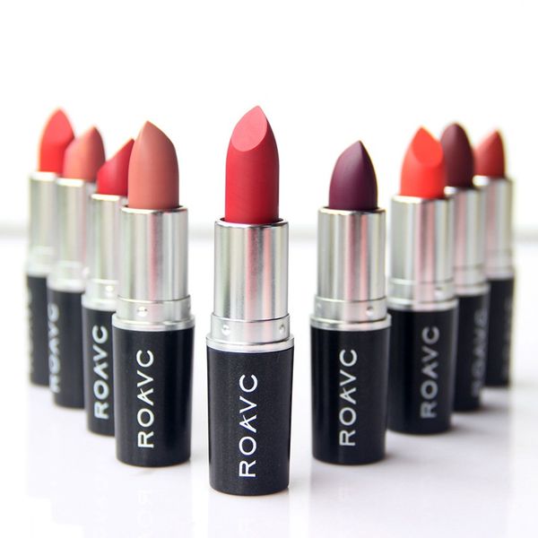 

18 colors roavc new brand makeup matte lipstick lip gloss 3g ruby woo chili diva kind purple cosmetic beauty makeup long lasting