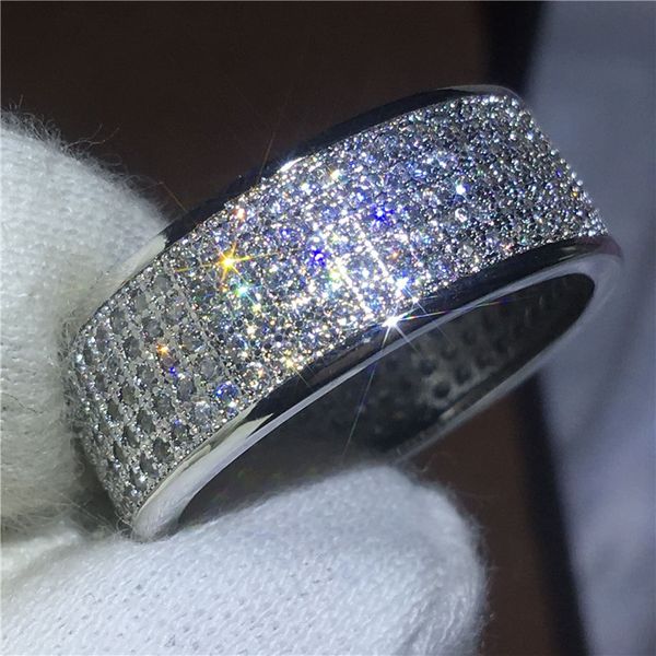 

luxury pave setting 250pcs 5a zircon crystal ring white gold filled engagement wedding band rings for women men bijoux, Slivery;golden