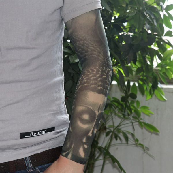 

fashion fake tattoo sleeves temporary body art tattoos arm warmer stockings sunscreen long arm party decor sleeves, Blue;gray