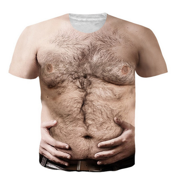 

fashion mens/womans chest summer style funny 3d print casual t-shirt plus size zgx012, White;black