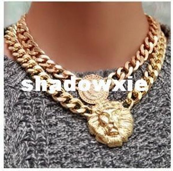 

wholesale - [mix 15usd] shiny gold plated chain queen necklace chunky choker chain pendant statement, Silver