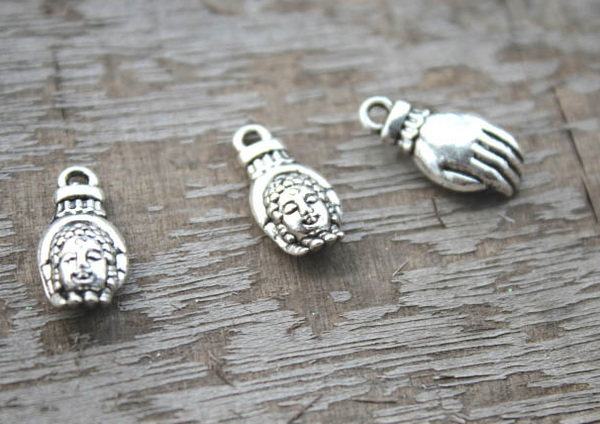 10 Tibetan Silver Buddha Pendant Charms