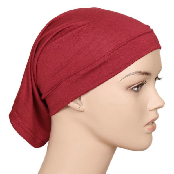 

2018 men women elastic cotton knitted muslim hijab cover head caps casual tube cap hair skullies hat bonnet beanies