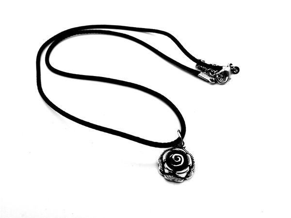 

simple black rose flower petals plant pendant necklace pendant beauty and beast sunflower leather rope necklaces jewelry, Silver