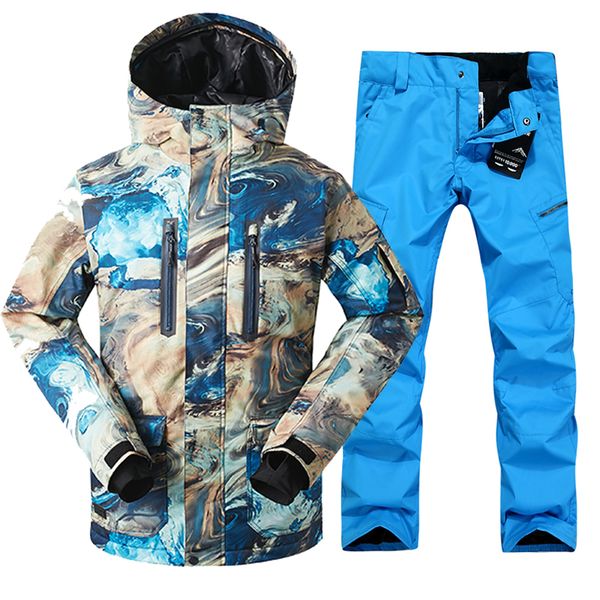 

gsou snow new men's ski suit assault clothing winter windproof warm thickening waterproof breathable ski jacket pant for men