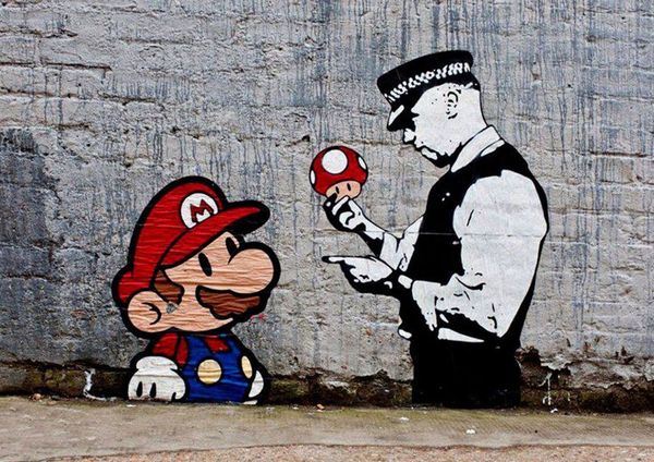 

BANKSY MARIO AND POLICEMAN GRAFFITI STREET Home Decor Wall Stickers Art Silk Poster 24x36inch 24x43inch