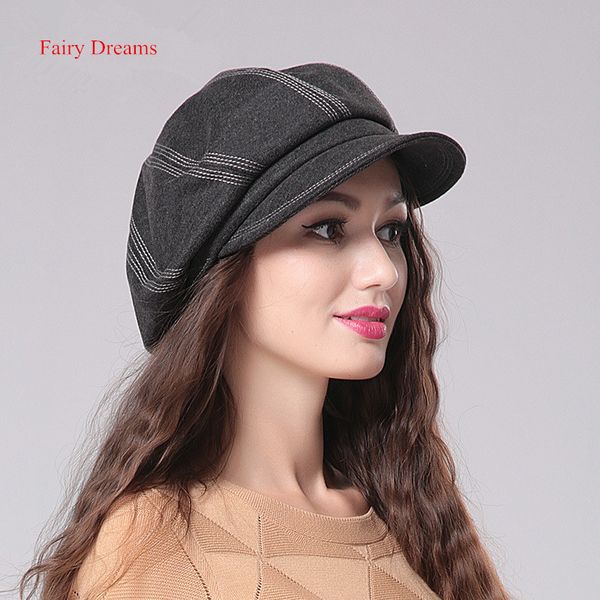 

fairy dreams wool berets autumn winter women hat for girls casquette ecossais warm brand vogue hats cute flat cap, Blue;gray