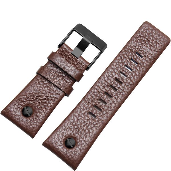 

genuine calfskin leather watchband 20/24/26/28mm for dz7313 dz7322 dz7257 watch band silver buckle strap black brown