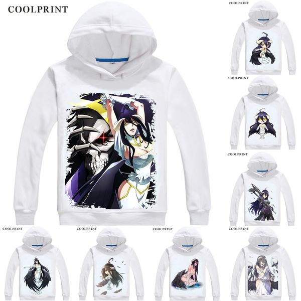 

overlord obarodo hoodies hooded hoodie anime manga albedo arubedo merciful pure white devil cosplay sweatshirts, Black