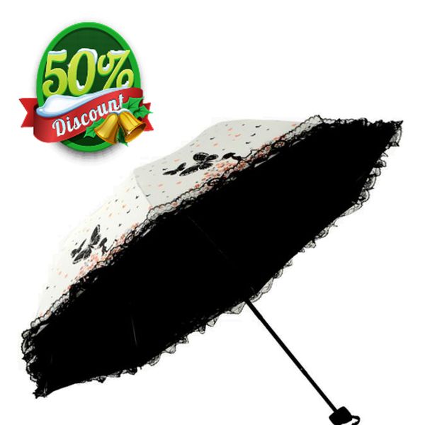 

buerfly dream three folds sun rain umbrella ultraviolet ray paraguas women guarda-chuva umbrella rain parapluie