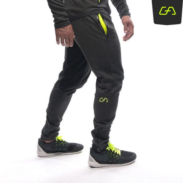 

autumn winter men trousers casual sweatpants male gyms fitness bodybuilding workout solid warm sportswear brand pencil pants, Black