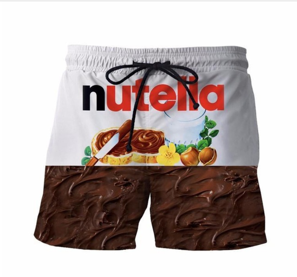 

new fashion nutella short pants delicious chocolate sauce prints 3d shorts women men hipster beach shorts mens streetwear board shorts dk01, White;black
