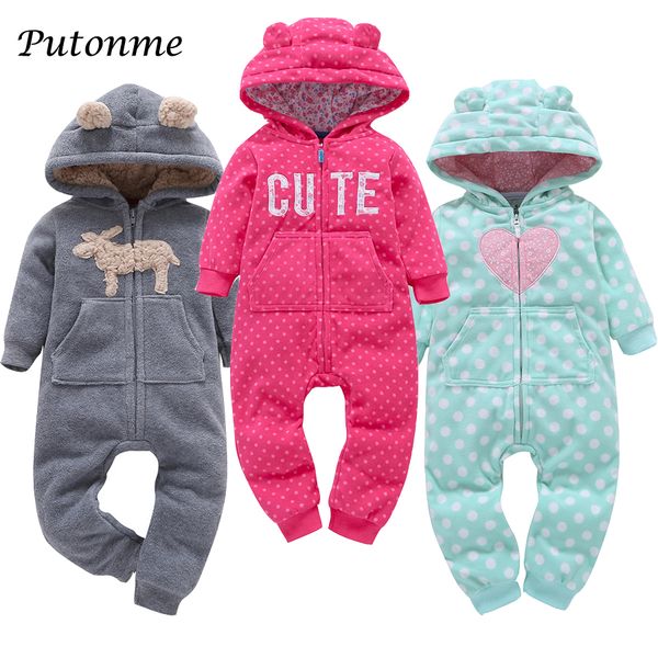 

putonme fleece jumpsuit boys girls baby clothing newborn romper baby coat 12m-24m kids costumes toddler boys outwear, Blue