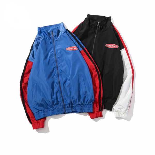 

spring and autumn men;s windbreaker jacket contrast colorblocked jacket loose tide brand men, Black;brown